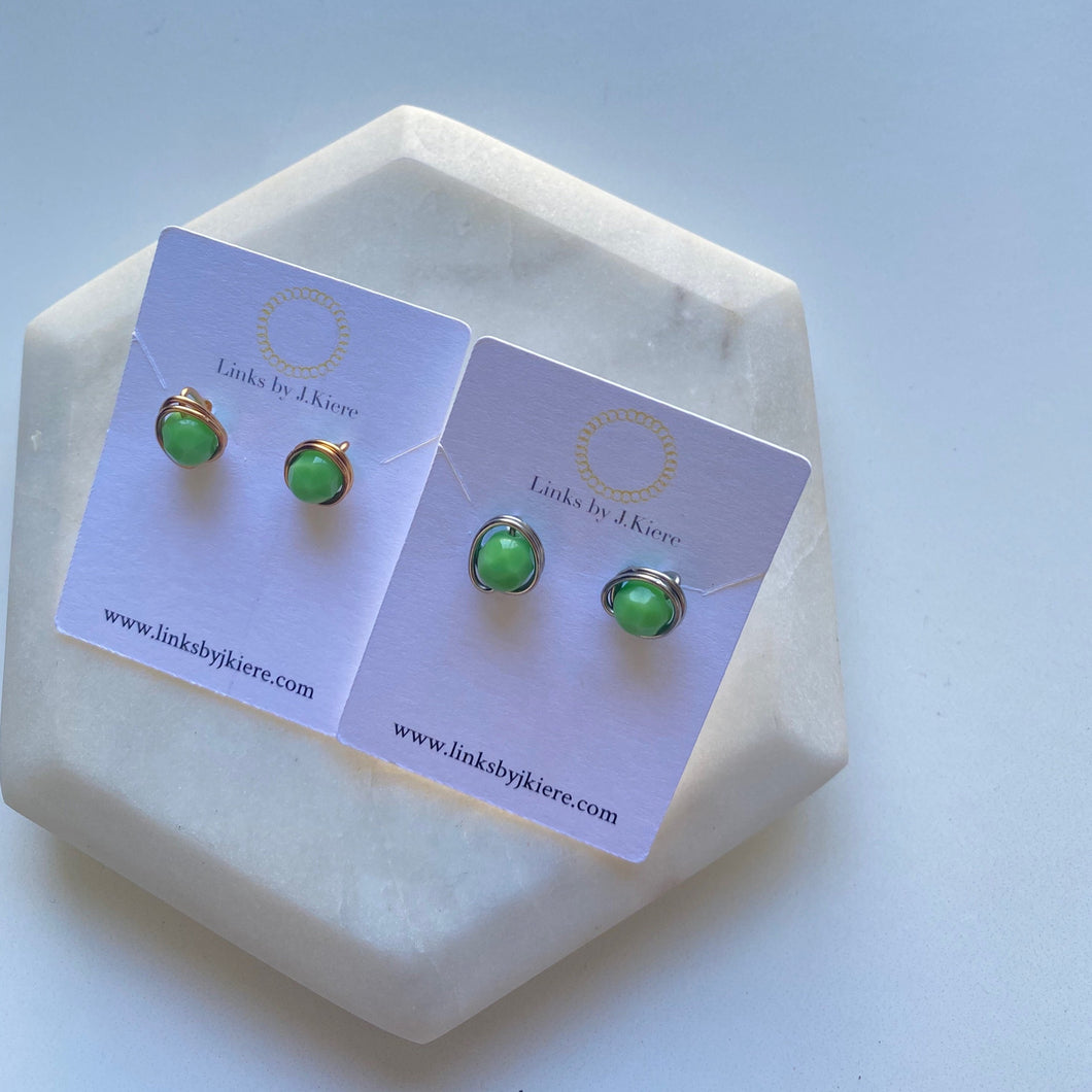 The Morgan Earrings in Opaque Green